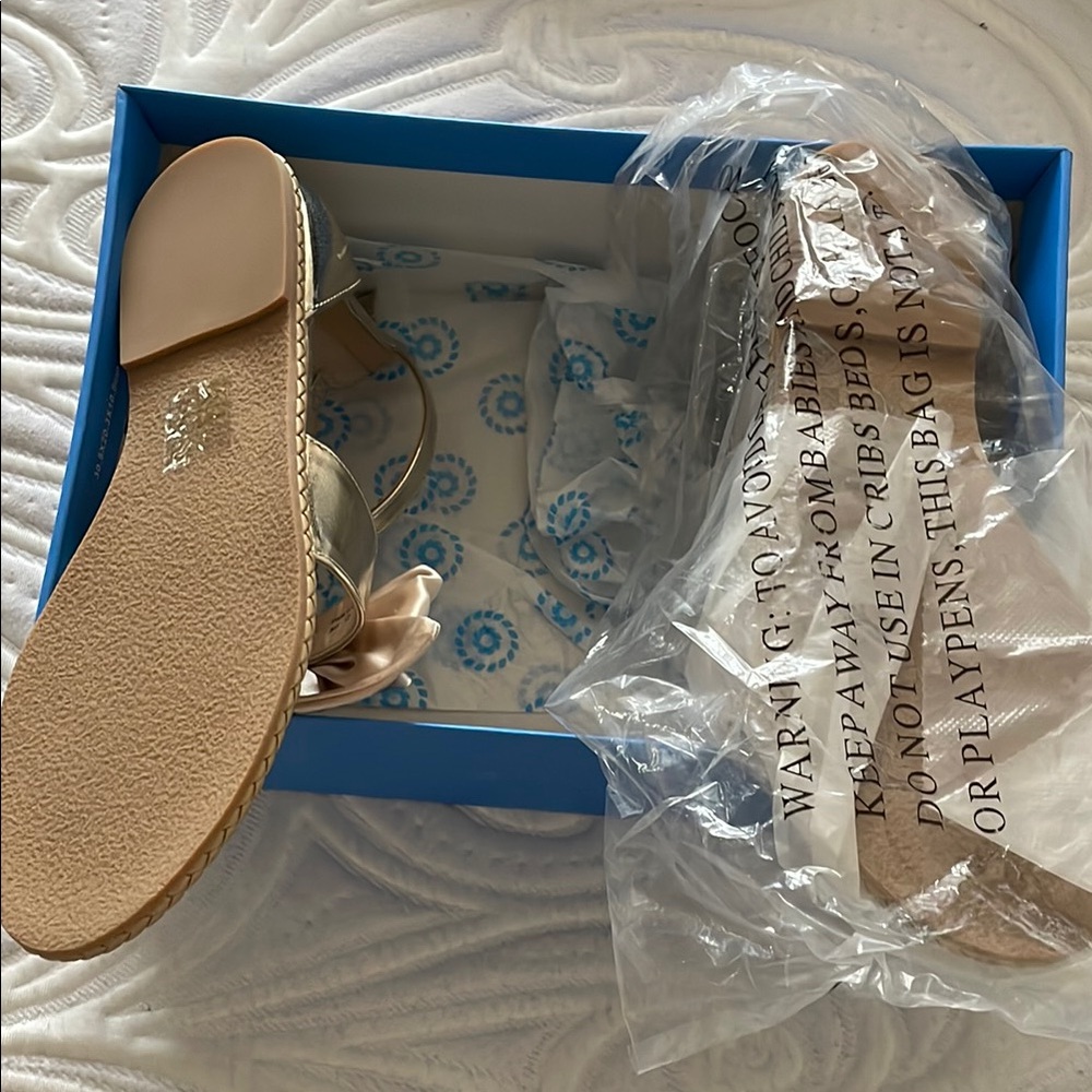 Jack Rogers Gold Bow Sandals - Picture 2 of 4